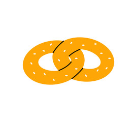 Pretzel ciabatta icon. Bakery pastry products silhouette. Vector illustration.