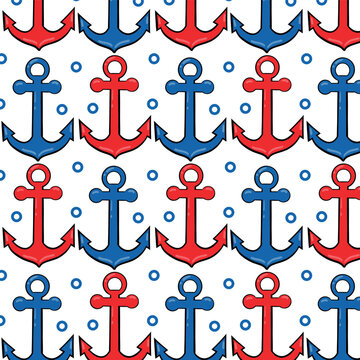 Kids vector seamless pattern with nautical symbols. Marine pattern. Can be used for wallpapers, pattern fills, web page backgrounds, surface textures, textile, wrapping.