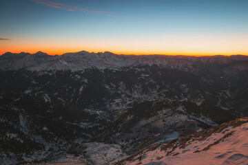 Sunset colors On Agrafa Mountain Range in Greece