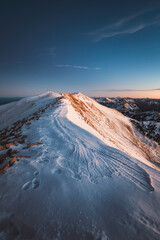 Alpen Glow On Agrafa mountain range in Greece