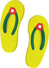 Summer travel, doodle slippers hand drawn