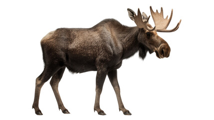 Moose isolated on transparent background created with generative AI technology