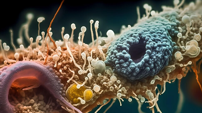 A microscopic close-up view of protozoa - generative AI