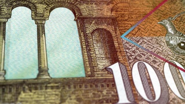 North Macedonia Macedonian Denar 1000 Banknotes, One Thousand Macedonian Denar, Close-up and macro view of the Macedonian Denar, Tracking and Dolly Shots 1000 Macedonian Denar banknote