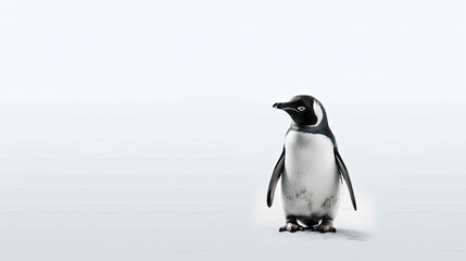 penguin on minimalist white background, generative ai