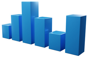 blue business bar without background, 3d illustration