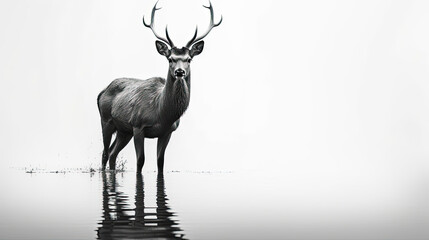 deer on minimalist white background, generative ai