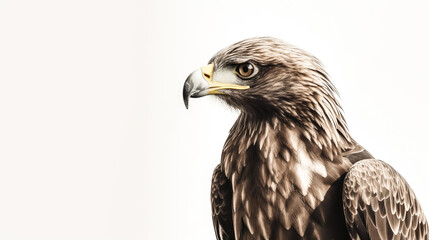 Obraz premium golden eagle on minimalist white background, generative ai