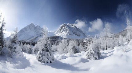 Obraz premium illustration,slovakia winter mountain, ai generative
