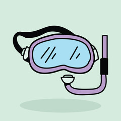 A cartoon of a mask for diving and a mask for scuba diving