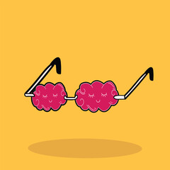A cartoon illustration of a brain glasses with the glasses that say'brain'on it