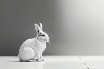 rabbit on minimalist white background, generative ai