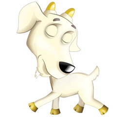 Cartoon scene with happy cheerful goat is standing illustration for children