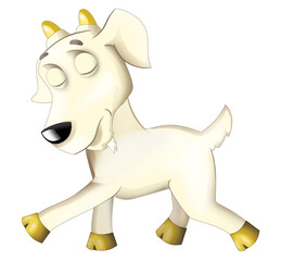 Cartoon scene with happy cheerful goat is standing illustration for children