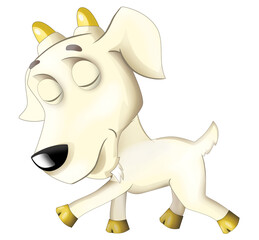 Cartoon scene with happy cheerful goat is standing illustration for children