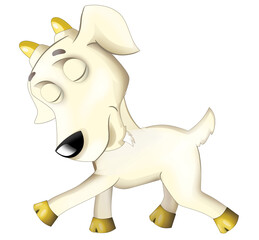 Cartoon scene with happy cheerful goat is standing illustration for children