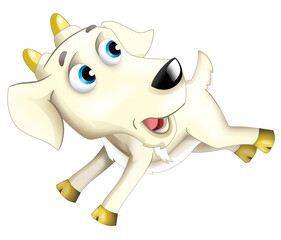 Cartoon scene with happy cheerful goat is standing illustration for children