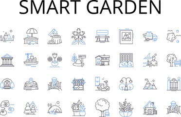 Fototapeta na wymiar Smart garden line icons collection. Intelligent garden, Tech-savvy garden, Automated garden, Innovative garden, Eco-friendly garden, Sustainable garden, High-tech garden vector and Generative AI