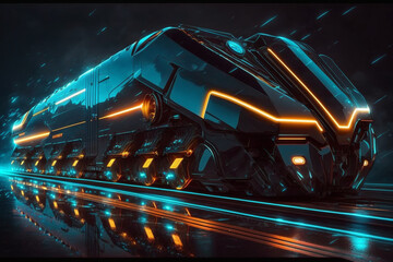 Black Futuristic Train Tron Style