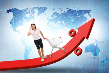Man in high grocery inflation concept