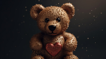 Cute wet teddy bear created with generative AI technology