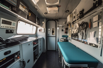 Inside of an ambulance. AI generated content - obrazy, fototapety, plakaty
