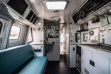 Inside of an ambulance. AI generated content