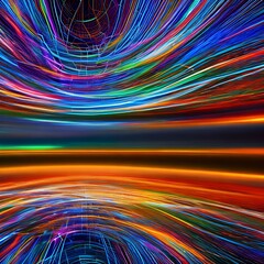 Fototapeta premium Quantum World: An abstract representation of the world, created with quantum particles and vibrant colors1, Generative AI