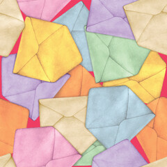illustration of pattern of multicolored envelopes