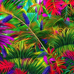 Fototapeta na wymiar Electric Jungle: An abstract representation of a jungle, created with electrifying shapes and vivid colors5, Generative AI
