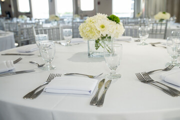 nice and elegant place setting for an upscale wedding event cocktail reception