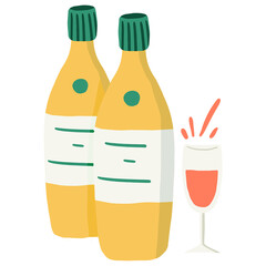 Hand drawn doodle illustration of soda bottles isolated