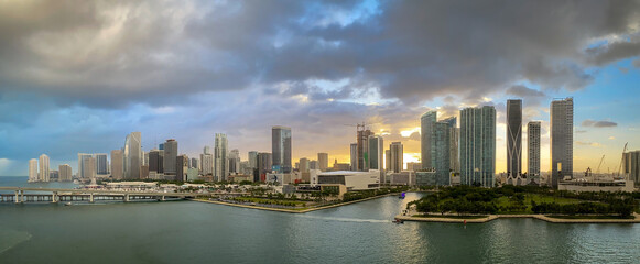 Fototapeta na wymiar Panoramic view of Miami Beach skyline, Florida, United States