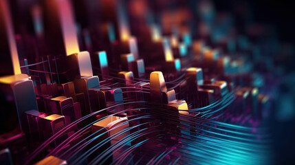 Modern abstract digital 3D background. Copy space. Based on Generative AI