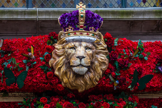 Coronation Decorations at The Ivy Restaurant in London, UK