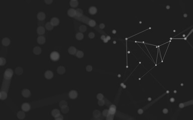 Abstract background. Molecules technology with polygonal shapes, connecting dots and lines. Connection structure. Big data visualization.