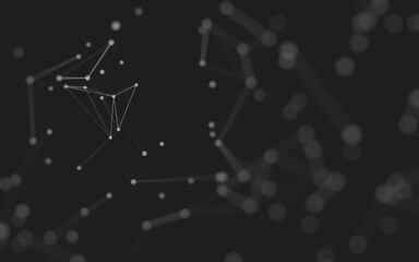 Abstract background. Molecules technology with polygonal shapes, connecting dots and lines. Connection structure. Big data visualization.