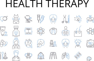 Health therapy line icons collection. Alternative medicine, Complementary medicine, Natural healing, Wellness treatment, Mind-body therapy, Holistic healthcare, Integrative medicine vector and linear - obrazy, fototapety, plakaty