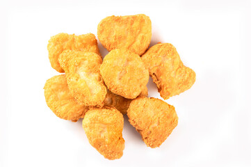 Chicken nuggets isolated on white background. Top view

