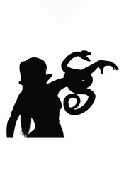 silhouette of a girl with snake