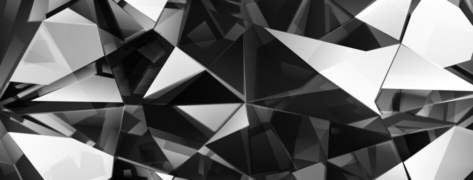 Abstract crystal background in black colors with refracting of light and highlights on the facets