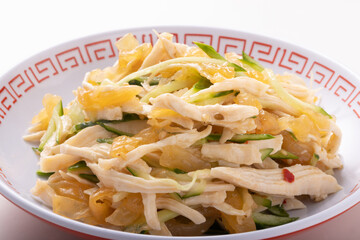 中華クラゲと鶏胸肉とキュウリの和え物