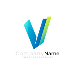 V logo, letter V logo with modern style, blue color