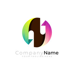 Letter N logo with circle design template, colorful style