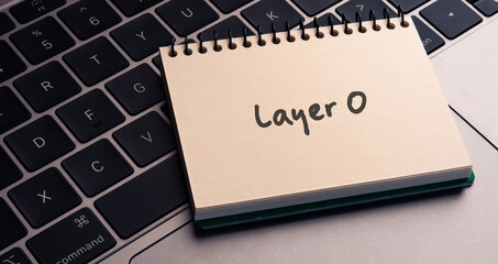 There is notebook with the word Layer 0.It is as an eye-catching image.