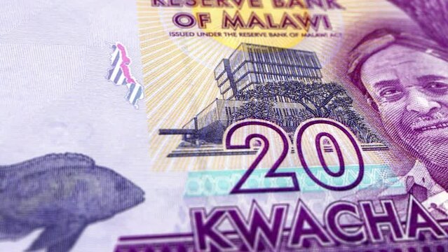 Malawi Malawian Kwacha xxx Banknotes, yyy  Malawian Kwacha, Close-up and macro view of the Malawian Kwacha, Tracking and Dolly Shots xxx Malawian Kwacha banknote Observe and Reserve Side