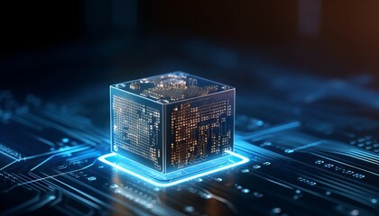 Ai processor chip of cube technology artificial intelligence learnability concept. Generative ai