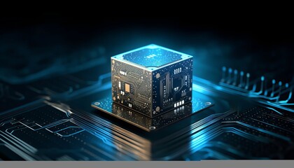 Ai processor chip of cube technology artificial intelligence learnability concept. Generative ai - obrazy, fototapety, plakaty