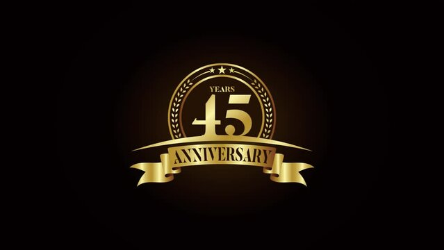 Golden 45th Anniversary Rotating Reveals Celebratory Milestone Event Festive Background Loop
