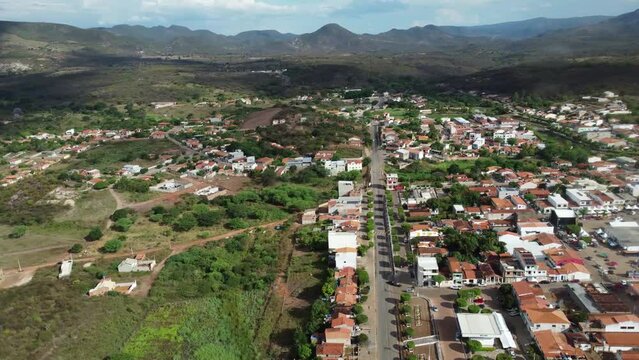 seabra, bahia, brazil - april 30, 2023: aerial view of the city of Ibitiara in the region of Chapada Diamantina in Bahia.